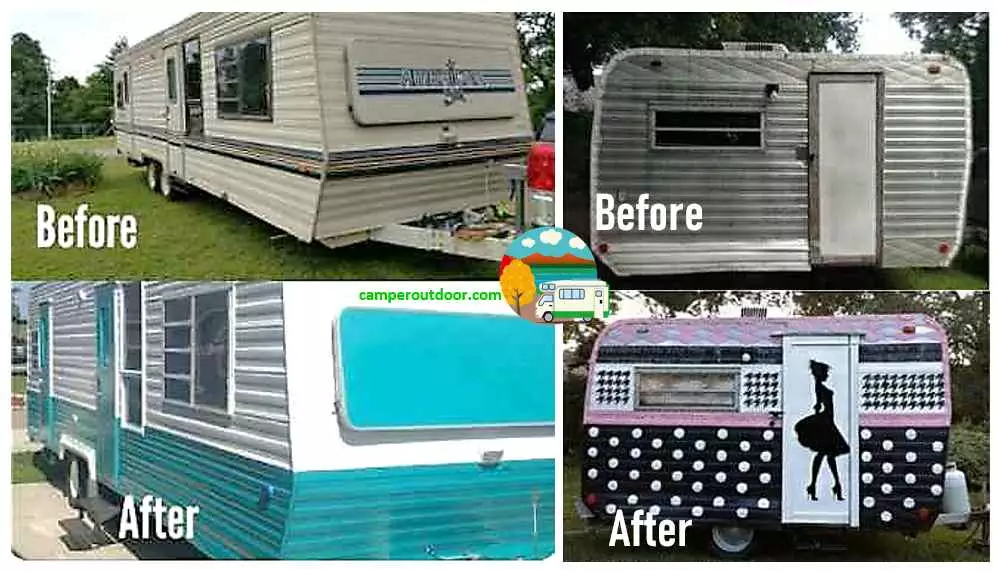before and after diy rv travel trailer vintage