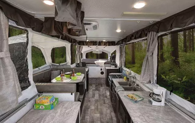 Luxury Tent Trailer Rockwood High Wall - Interior Forest River Rockwood HW296 popup camper with bathroom