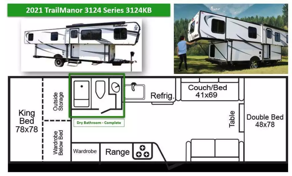  Best, Biggest, and Luxury Pop-Up Camper with Bathroom TrailManor 3124 Series 