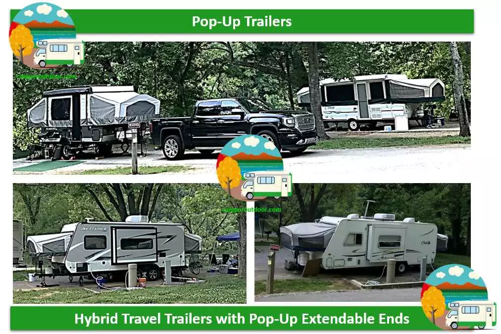 What is a Hybrid Travel Trailer? Hybrid travel trailer vs pop up tent trailer Hybrid Travel Trailers - Extendable Ends Similar to a Pop Up Camper Tent Trailer
