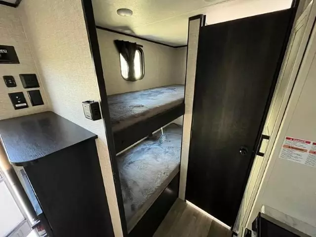 best small bunkhouse travel trailer JAY FLIGHT SLX 7 154BH owner review bunkbeds
