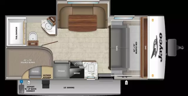 Bunkhouse Travel Trailer Under 6000 lbs currently on the market, including specs, photos, floorplans, 360 tours, and videos  2022 Jay Feather Micro 199MBS review