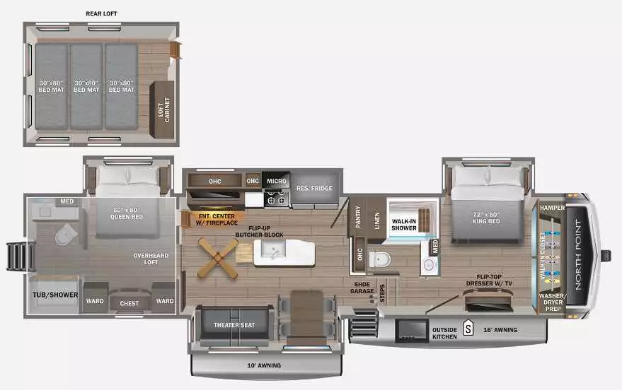 Jayco North Point 390CKDS: Fifth Wheel with 1 Queen & 1 King Bed