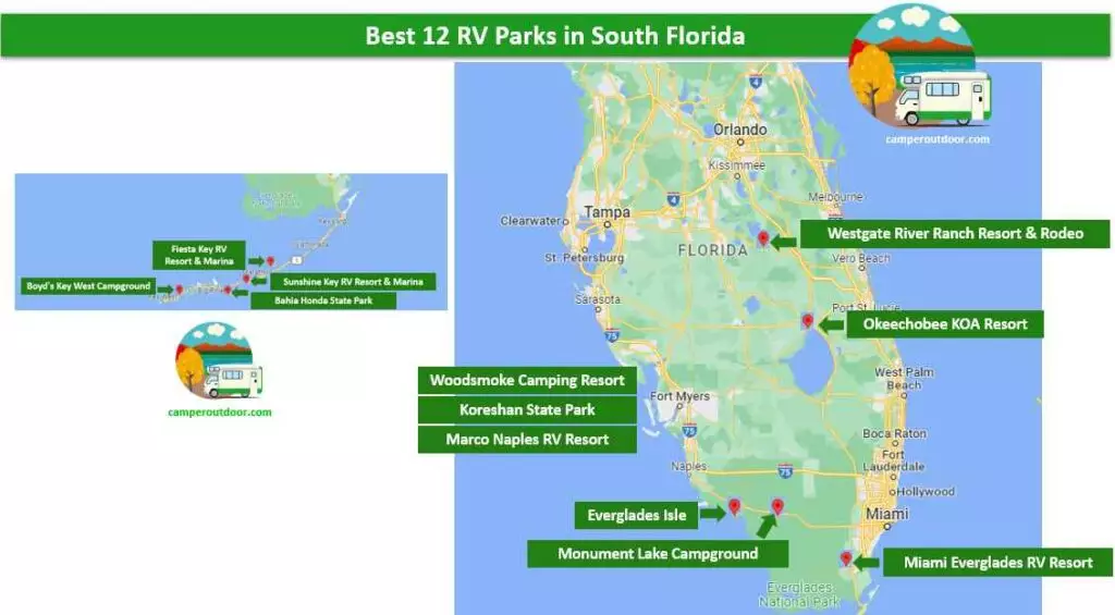 RV Parks in Southern Florida, including the Keys for the 2022-2023 season