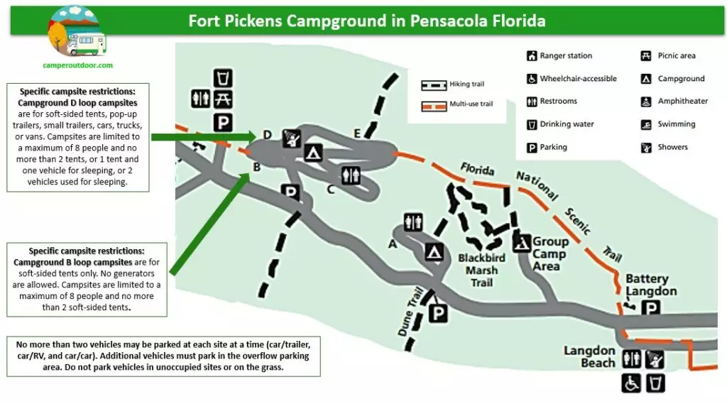 Fort Pickens Campground Map