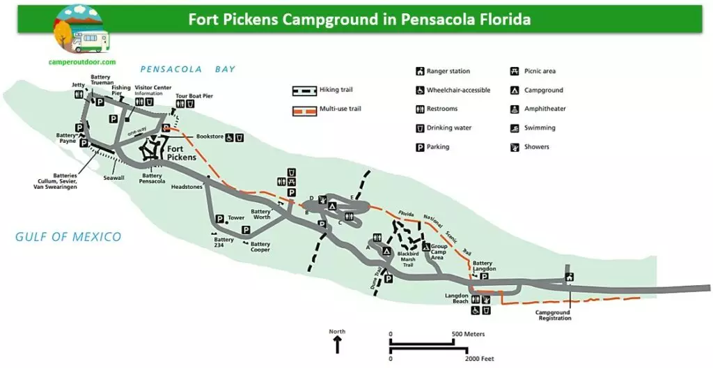 Fort Pickens Campground Map free