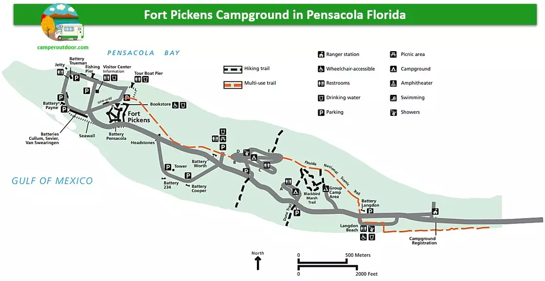 fort pickens campground map