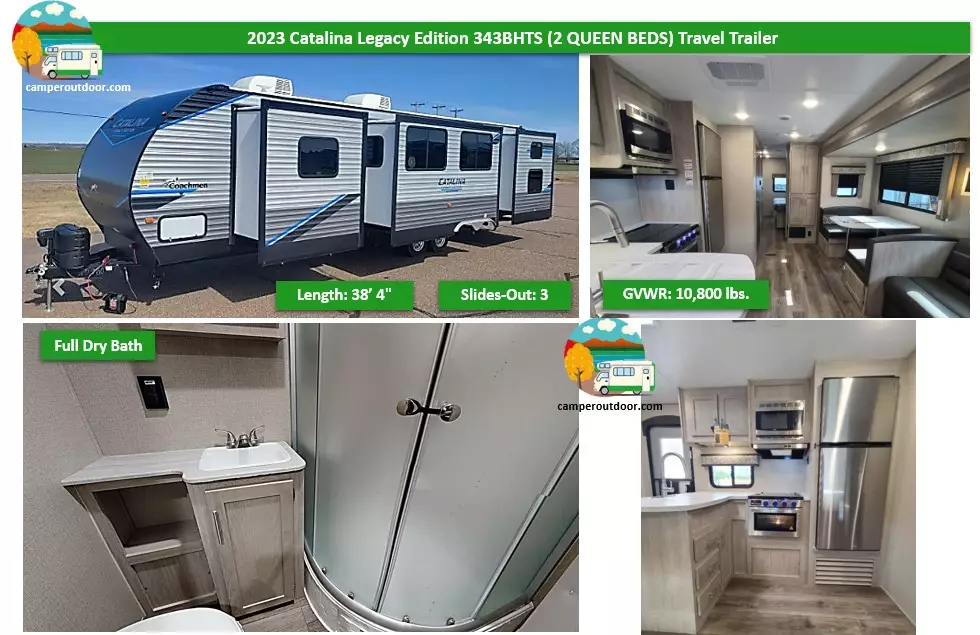 Best 2 Bedrooms Travel Trailers 2023 Catalina Legacy Edition 343BHTS review