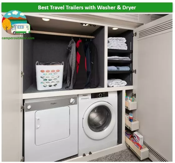 Travel trailers Prepared for Washers and Dryers inside the bathroom or in the bedroom closet