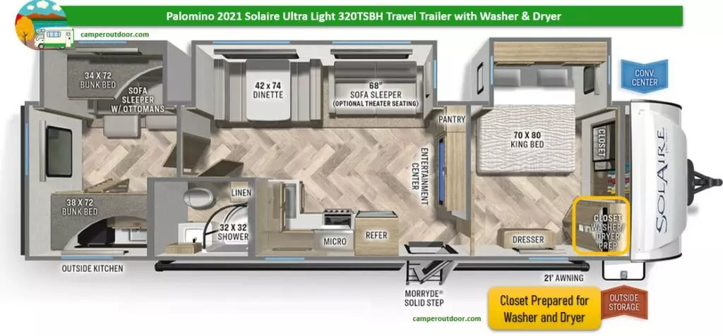 travel trailer with washer and dryer and bunk room
