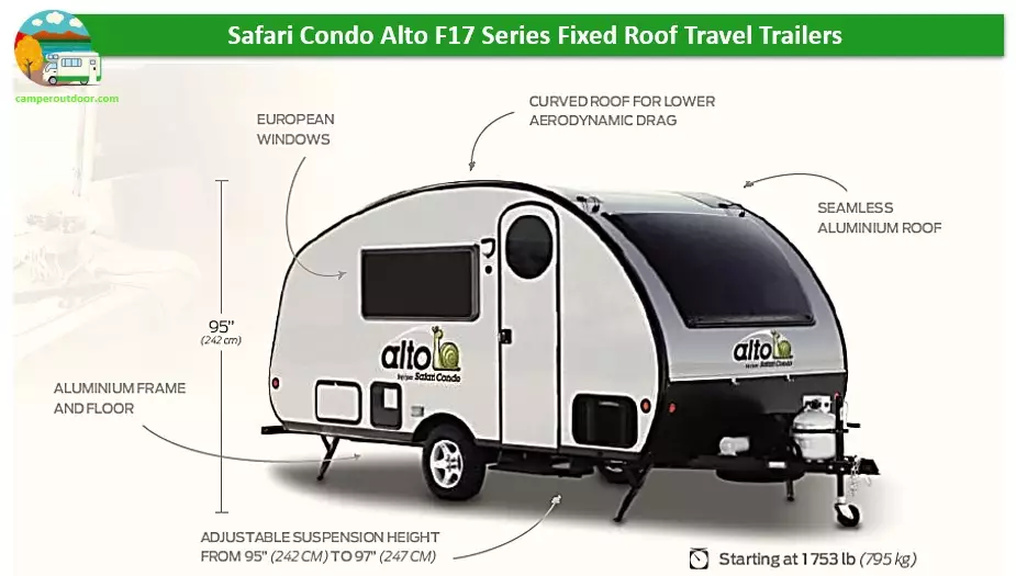 travel trailers under 2000 lbs with toilet and shower