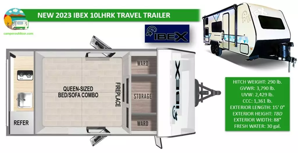 new 2023 ibex 10lhrk travel trailer under 2500 lbs