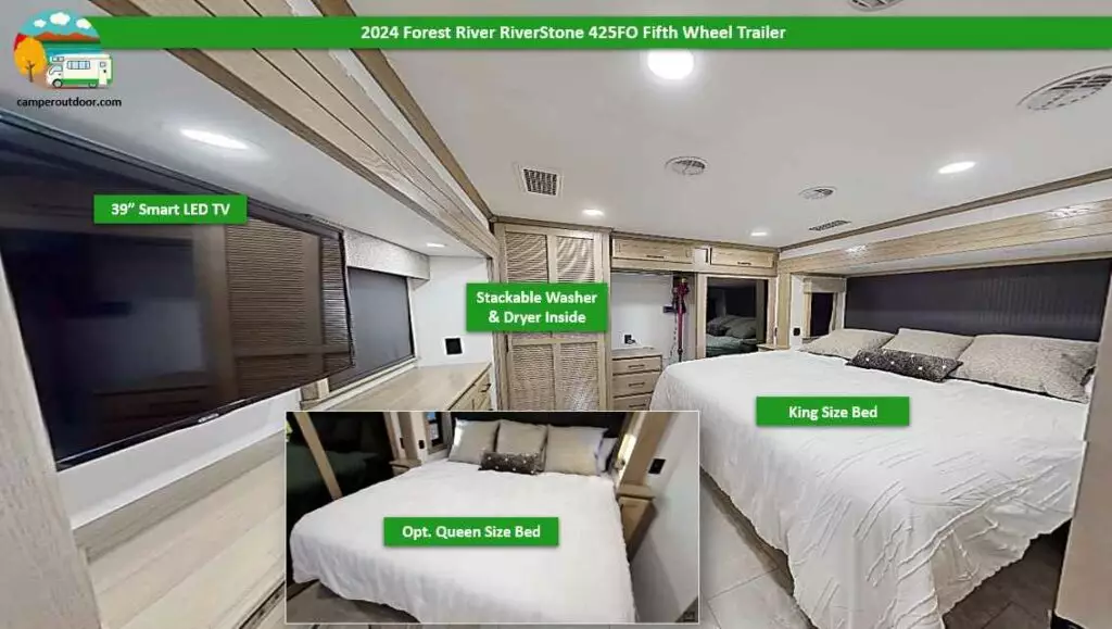forest river riverstone 425fo 5th wheel bedroom