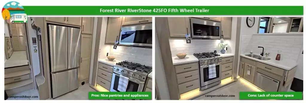 forest river riverstone 425fo 5th wheel camper kitchen