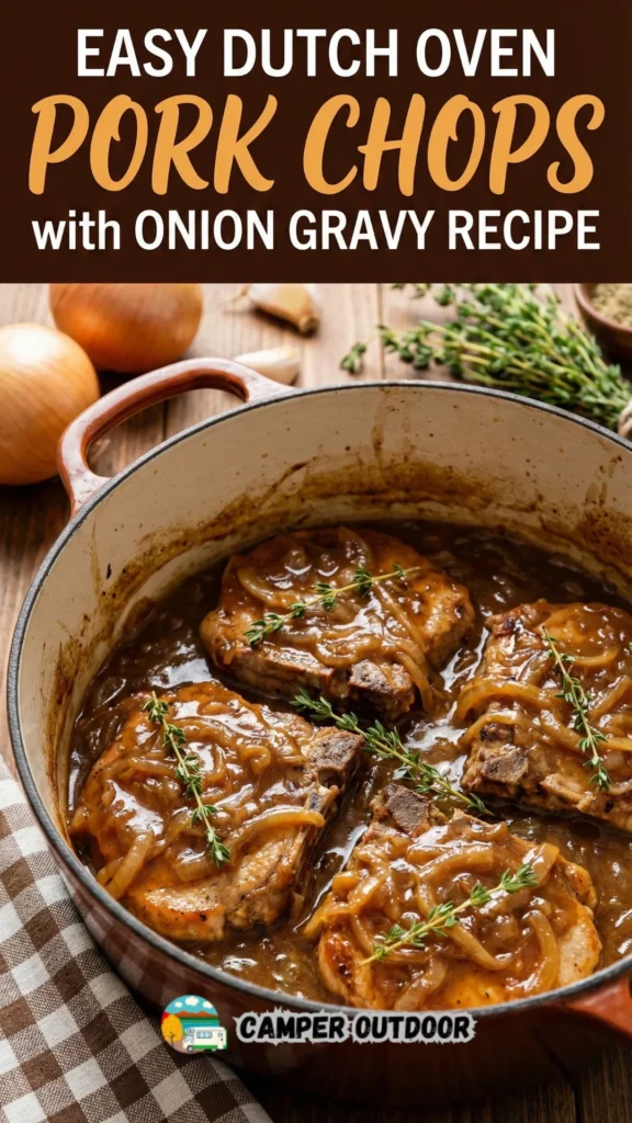 Dutch oven pork chops with onion gravy
